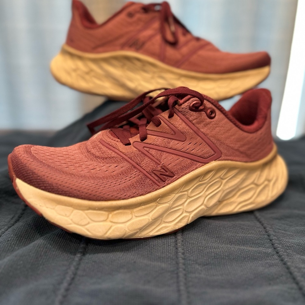 New Balance Burgundy and Beige Fresh FoamX Athletic Shoes
